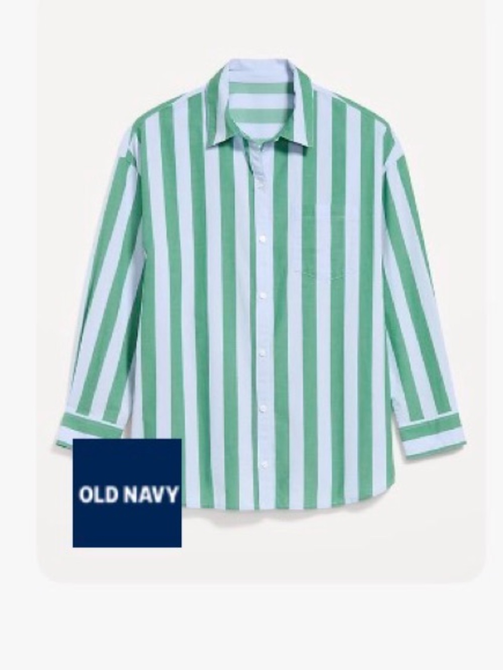 Old Navy Green and Blue Vertical Stripe Shirt